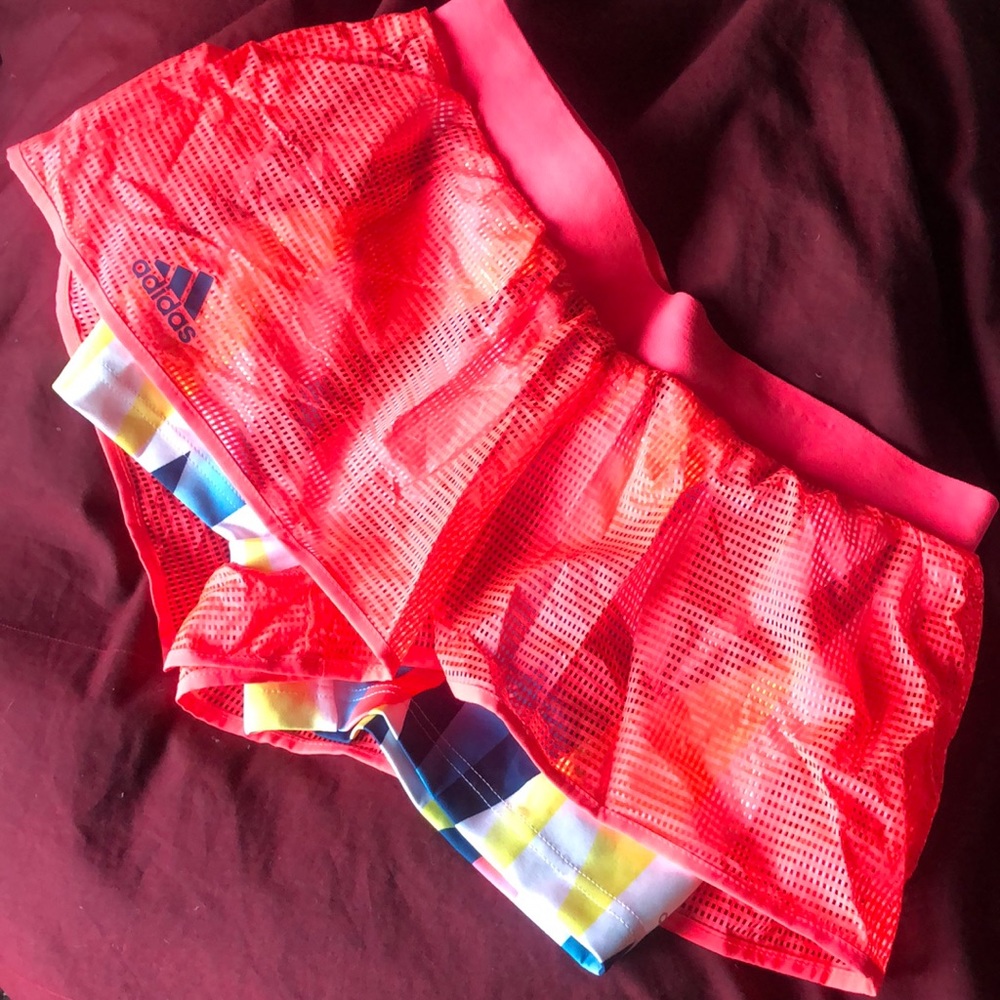 adidas athletic Tennis Shorts - super cute, inner shortie, bright, size M